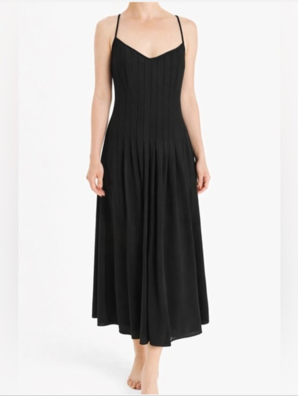 Banana Republic Black Spaghetti-Strap Midi Dress